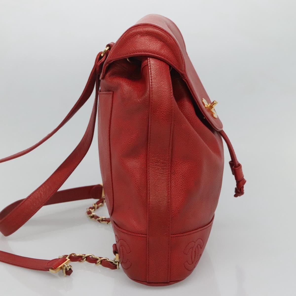 Chanel Vintage Backpack Caviar Red Leather Backpack Bag (Pre-Owned)