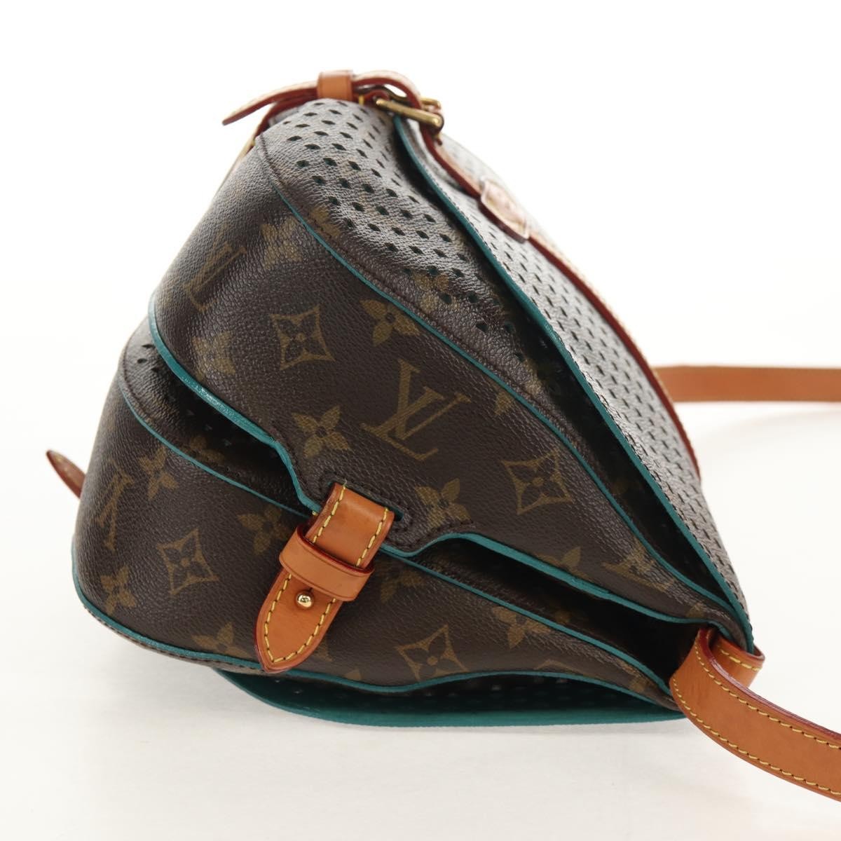 Louis Vuitton Flore Saumur Handbag Perforated Monogram Canvas Brown Canvas Shoulder Bag Bag (Pre-Owned)