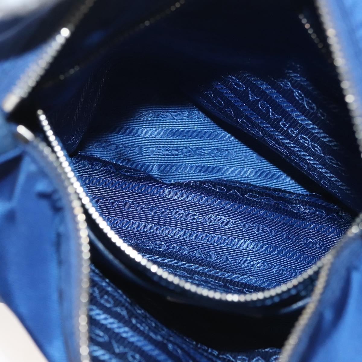 Prada Flat Messenger Tessuto With Leather Blue Nylon Shoulder Bag Bag (Pre-Owned)