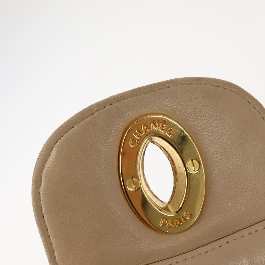 Chanel Vintage Classic Single Flap Bag Silk Beige Satin Shoulder Bag Bag (Pre-Owned)