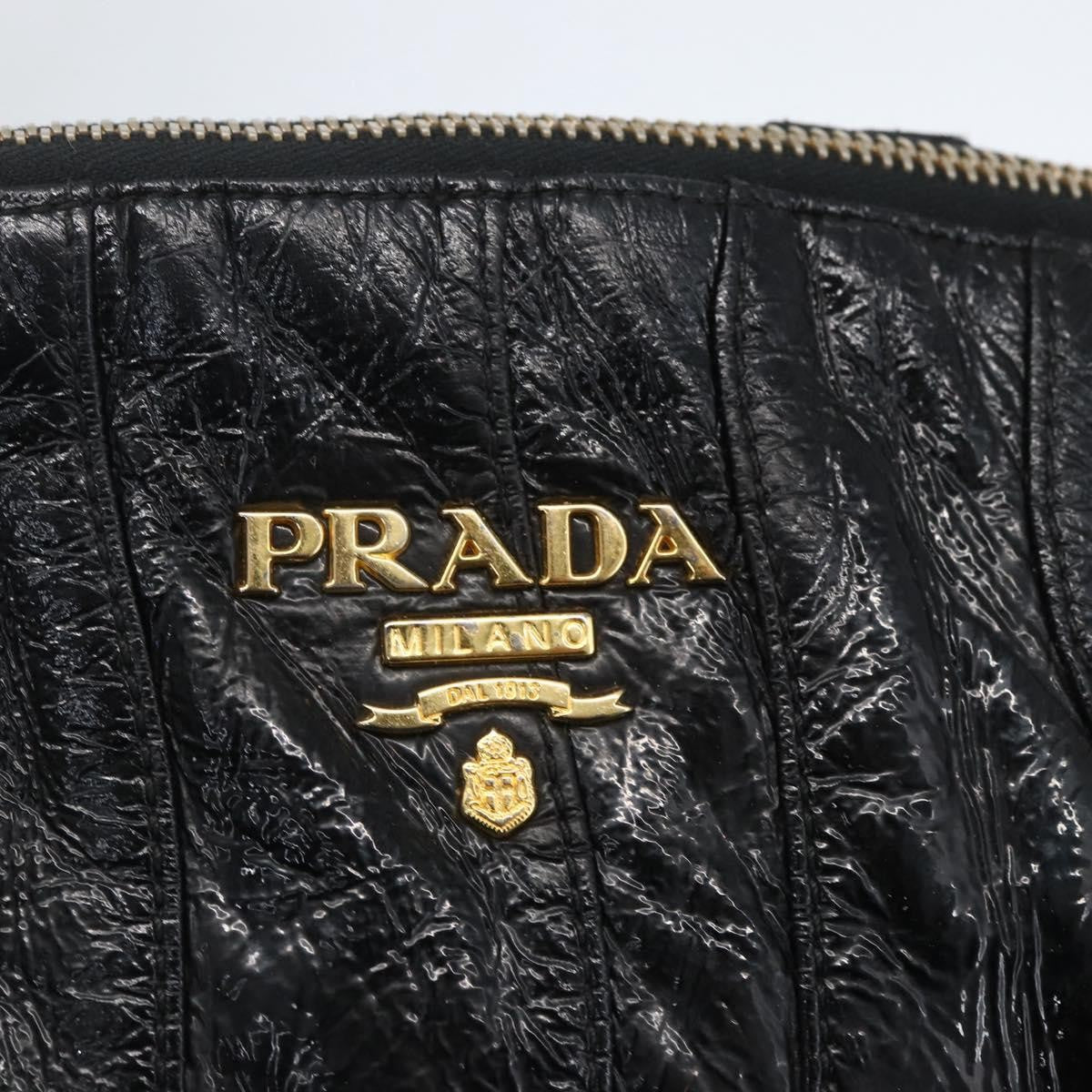 Prada Waves Hobo Leather And Tessuto Black Leather Handbag (Pre-Owned)