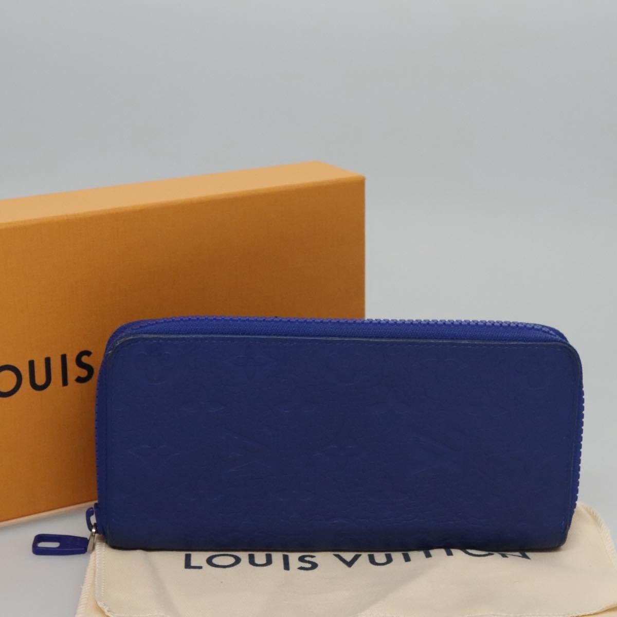 Louis Vuitton Zippy Wallet Nm Taurillon Leather Blue Canvas Wallets Accessory (Pre-Owned)