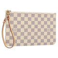 Louis Vuitton Neverfull Pochette Damier White Canvas Bag (Pre-Owned)