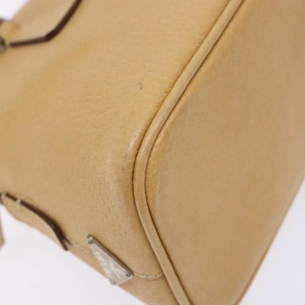 Prada Cuir Promenade Bag Saffiano Leather Beige Leather Handbag (Pre-Owned)