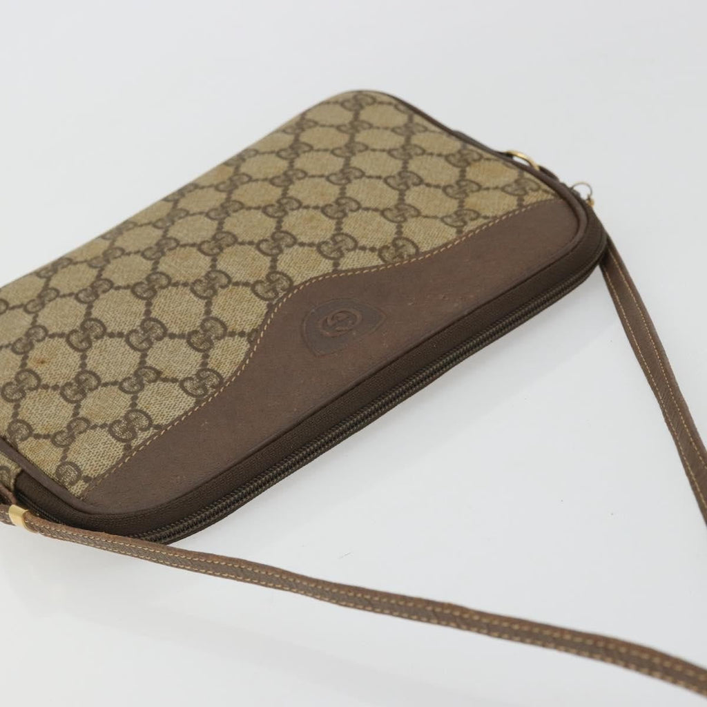 Gucci Gg Supreme Shoulder Bag Canvas Beige Canvas Handbag (Pre-Owned)