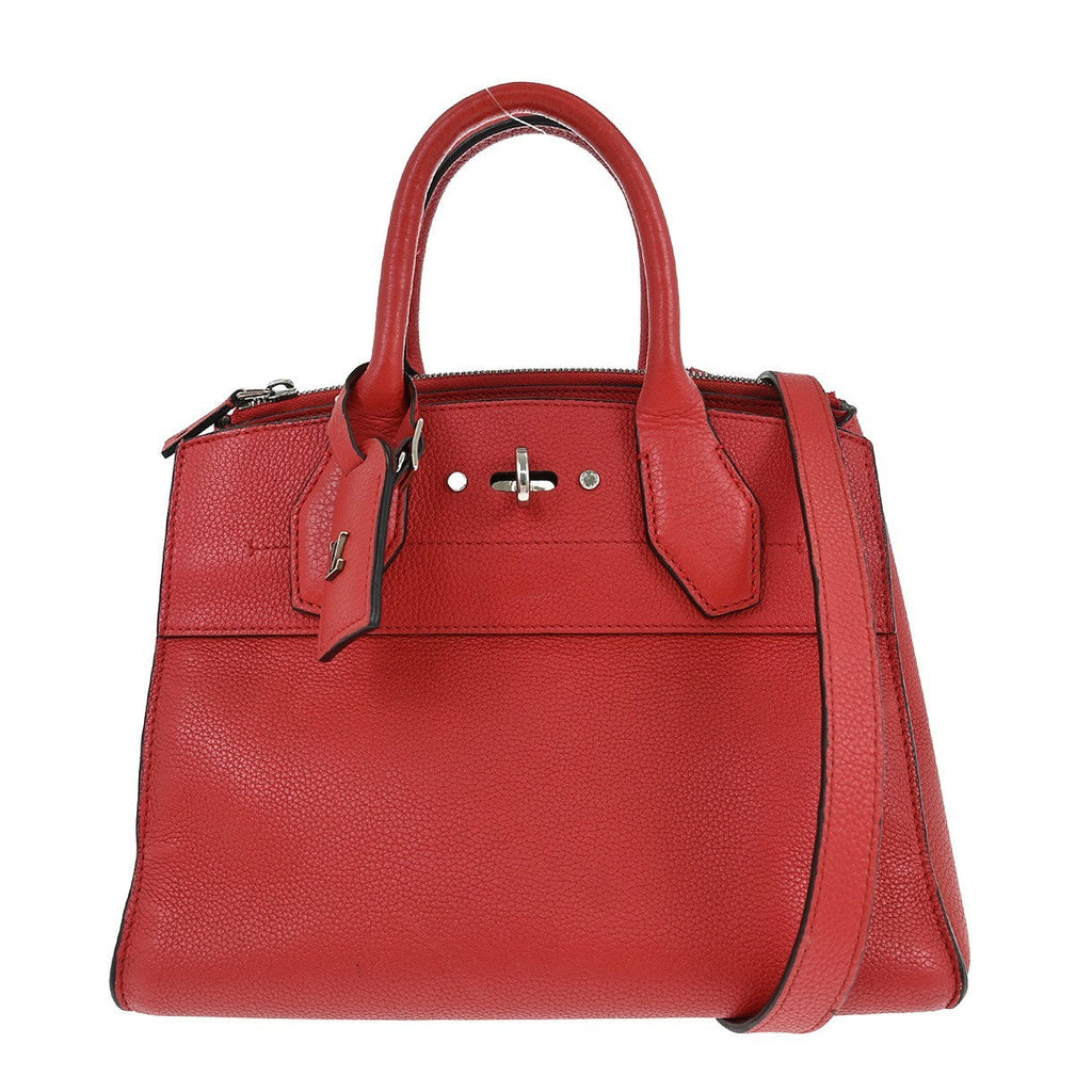 Louis Vuitton City Steamer Handbag Leather Red Leather Tote Bag Bag (Pre-Owned)