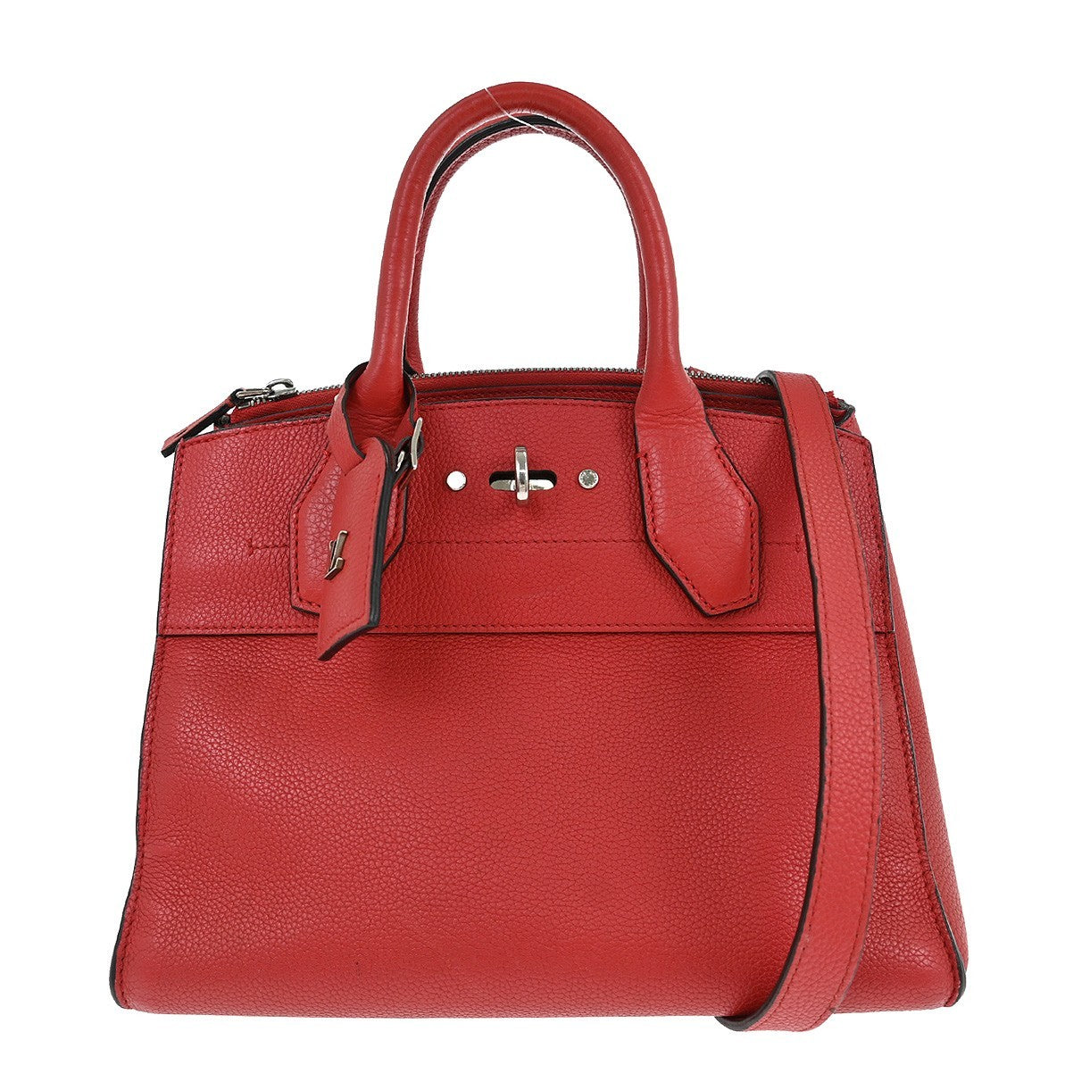 Louis Vuitton City Steamer Handbag Leather Red Leather Tote Bag Bag (Pre-Owned)