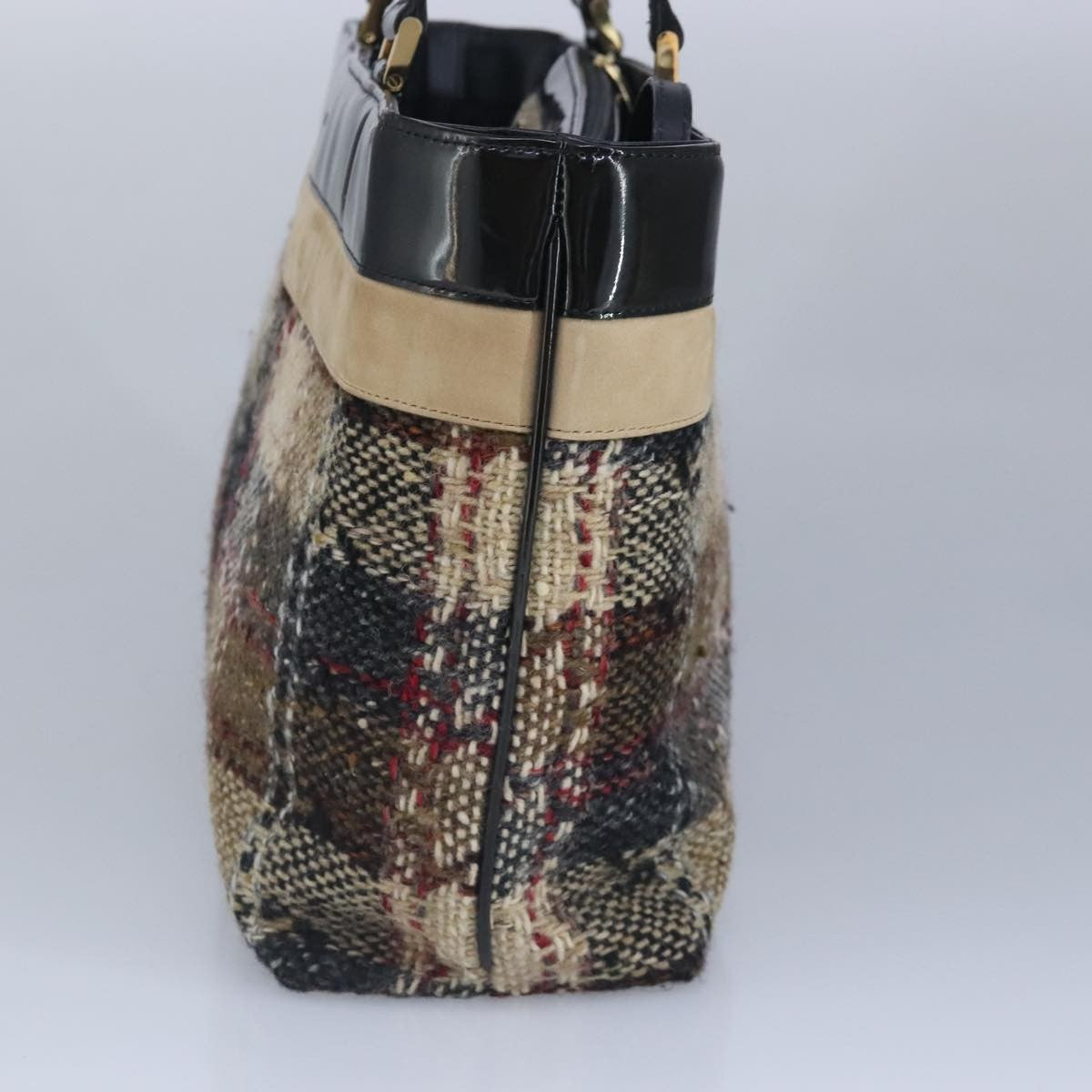 Burberry Nova Check Handbag Wool Beige Wool Handbag (Pre-Owned)