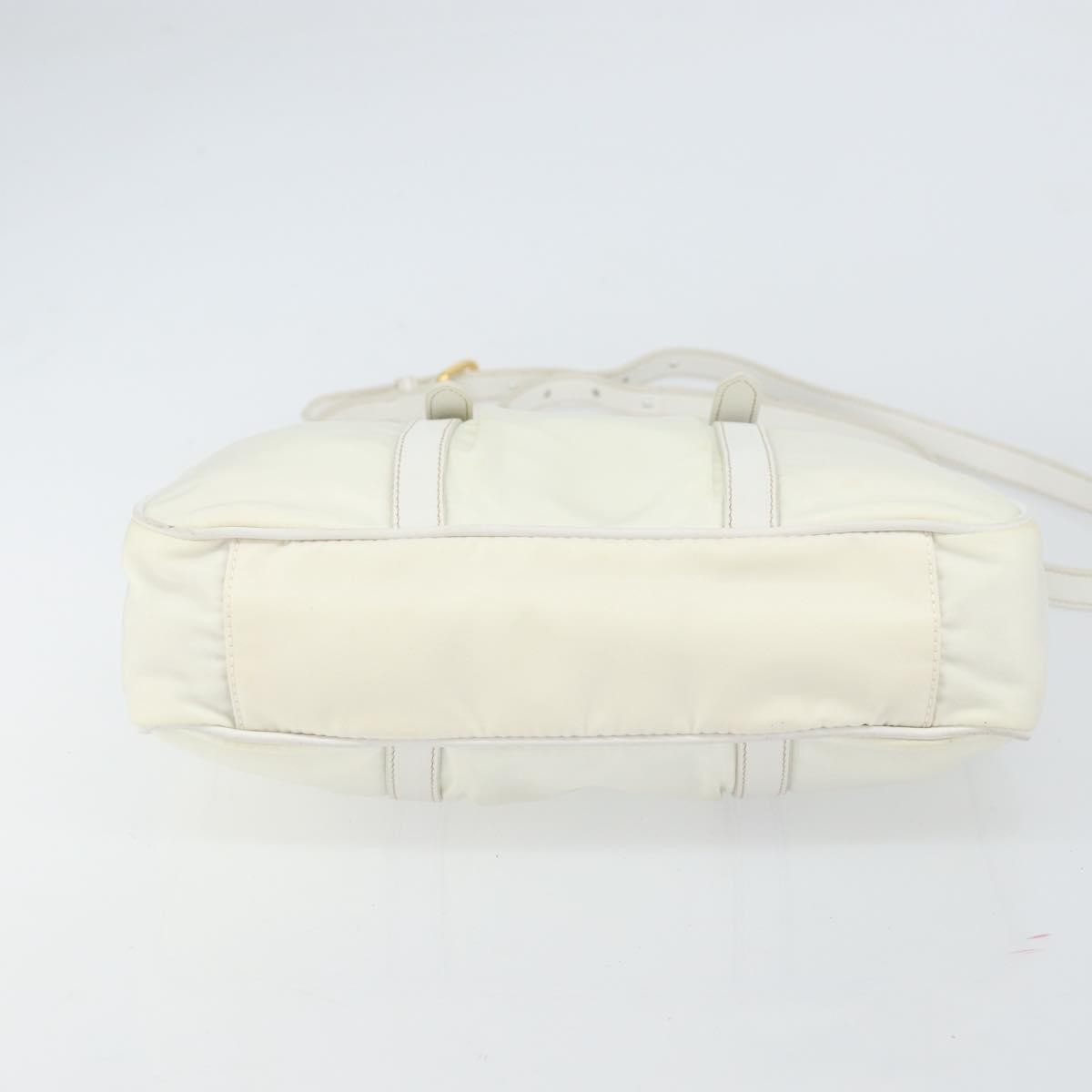 Prada Vintage Tote Tessuto With Leather White Nylon Tote Bag Bag (Pre-Owned)