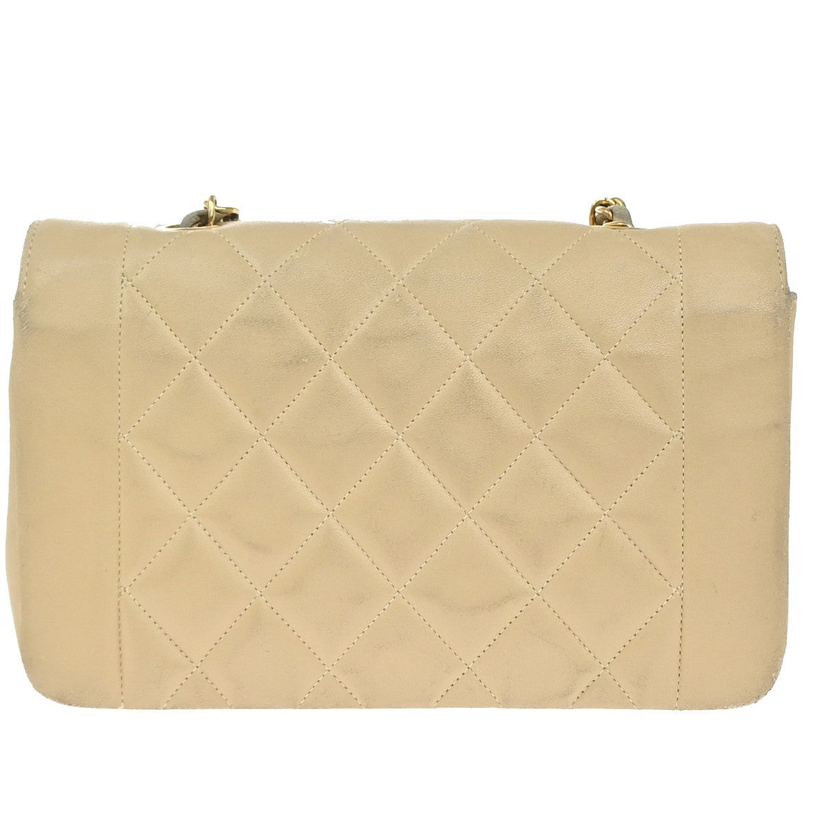 Chanel Diana Flap Bag Quilted Lambskin Beige Leather Shoulder Bag Bag (Pre-Owned)