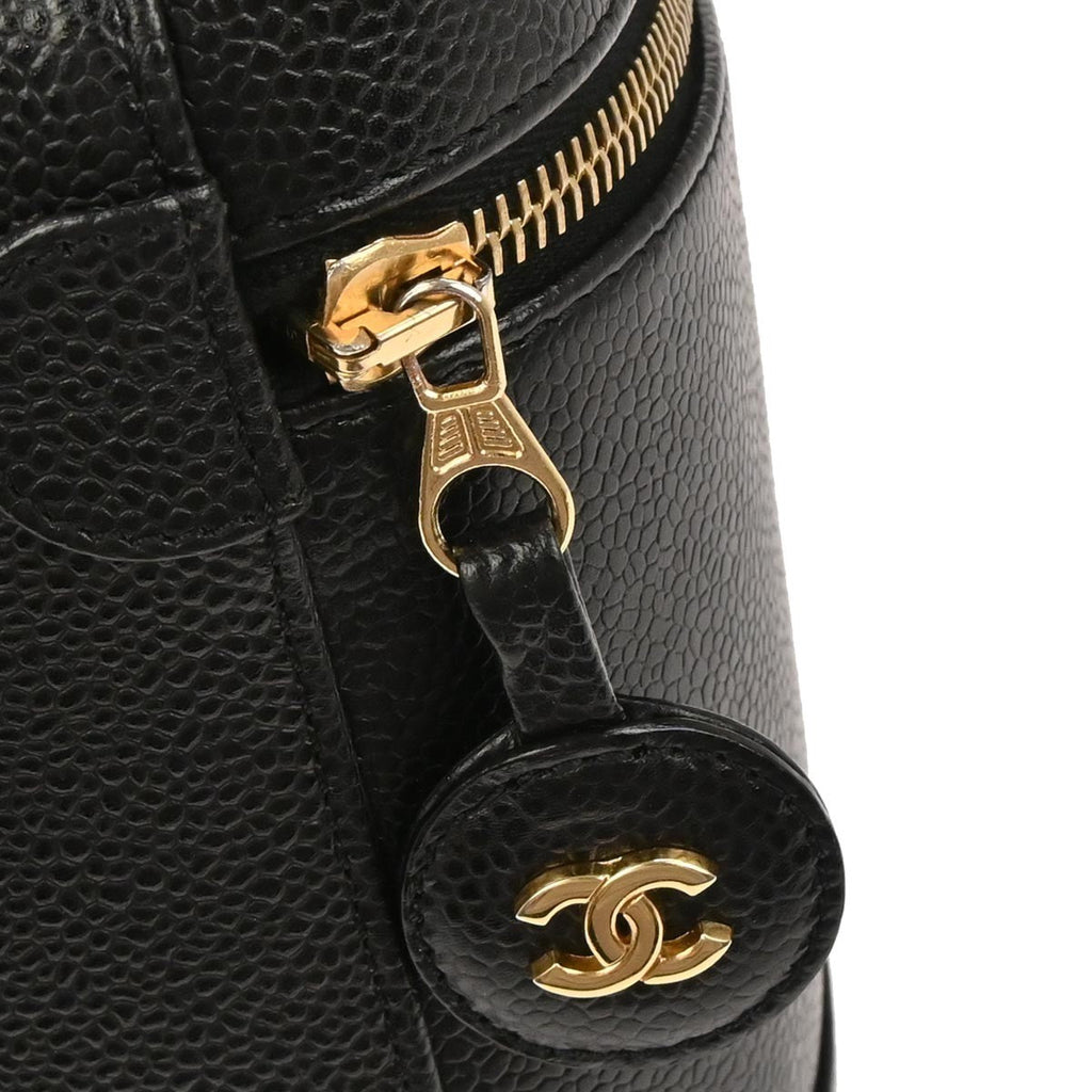 Chanel Vintage Timeless Cosmetic Case Caviar Black Leather Handbag (Pre-Owned)
