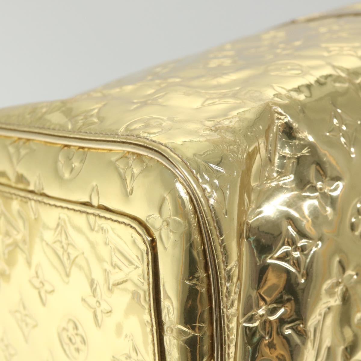Louis Vuitton Keepall Bag Monogram Miroir Pvc Gold Patent_Leather Travel Bag Bag (Pre-Owned)