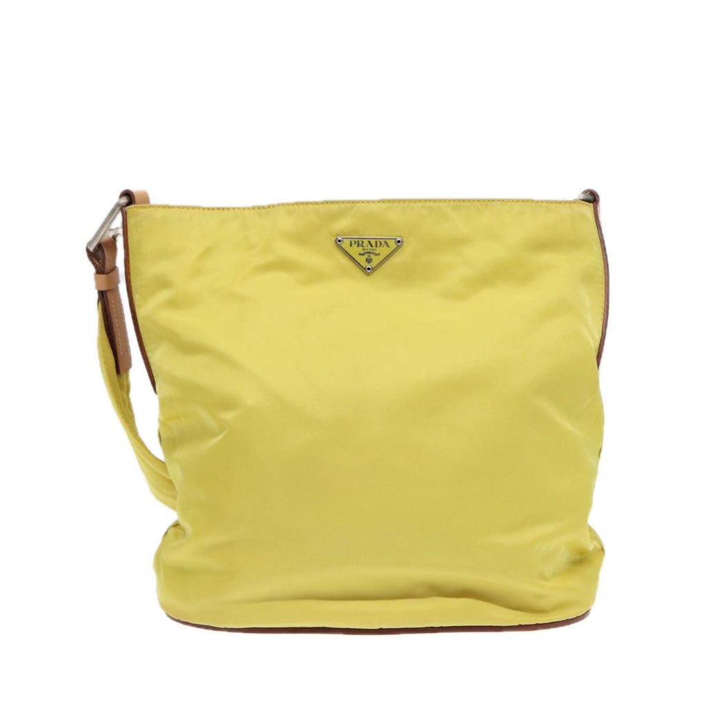 Prada Vintage Shoulder Bag Tessuto Yellow Nylon Shoulder Bag Bag (Pre-Owned)