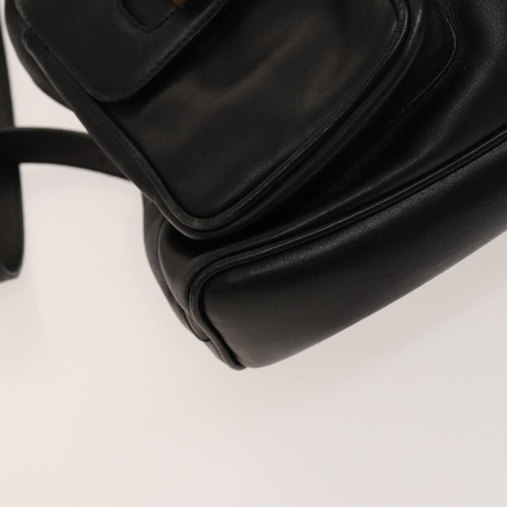 Gucci Vintage Bamboo Backpack Leather Black Leather Backpack Bag (Pre-Owned)