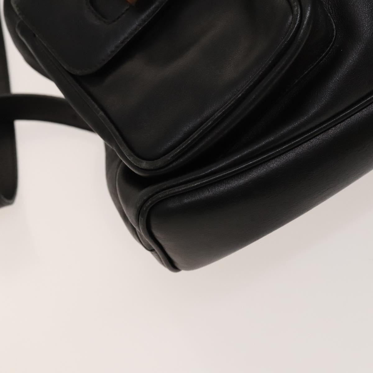 Gucci Vintage Bamboo Backpack Leather Black Leather Backpack Bag (Pre-Owned)