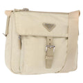 Prada Buckle Messenger Bag Tessuto Beige Nylon Shoulder Bag Bag (Pre-Owned)