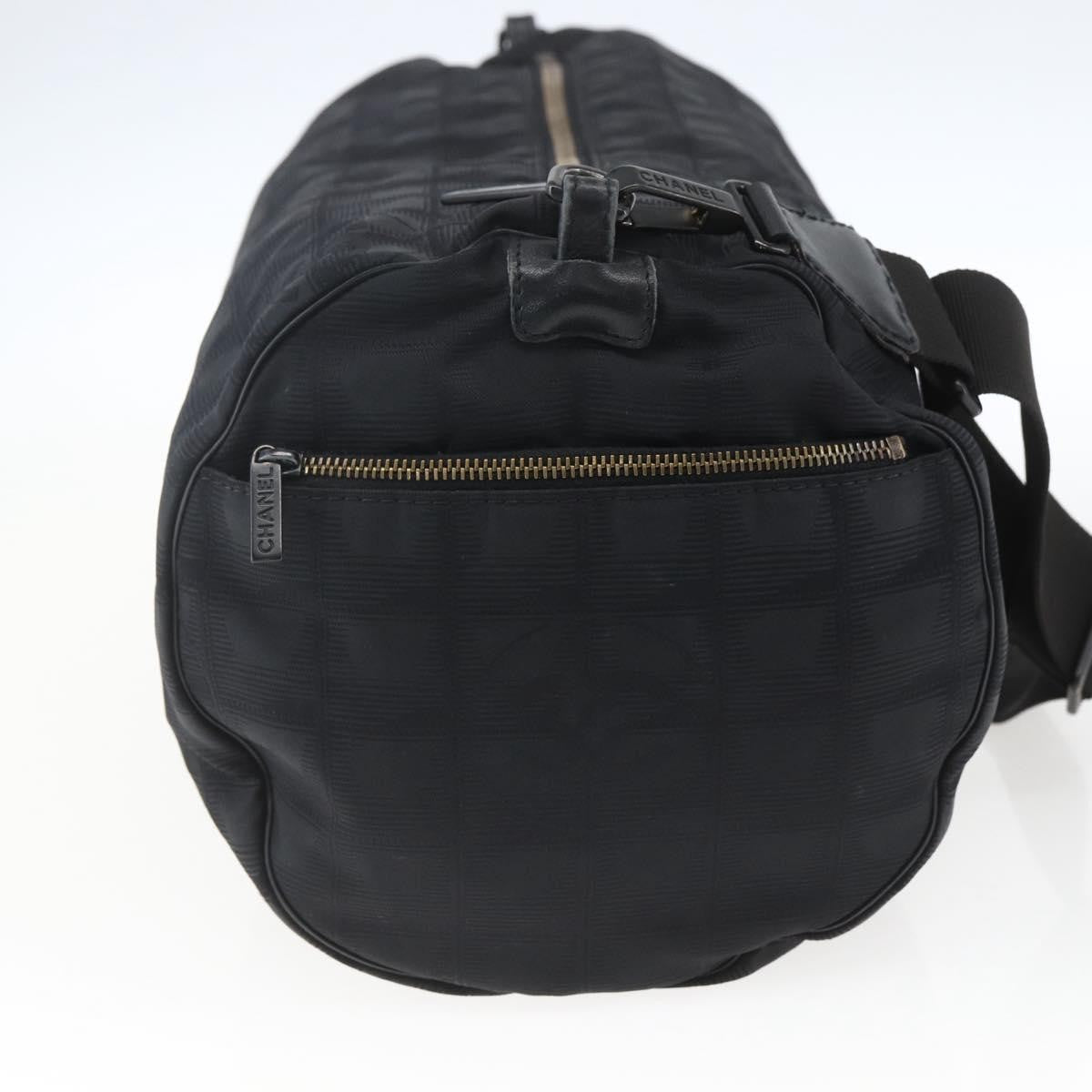 Chanel Travel Line Boston Bag Nylon Black Nylon Travel Bag Bag (Pre-Owned)