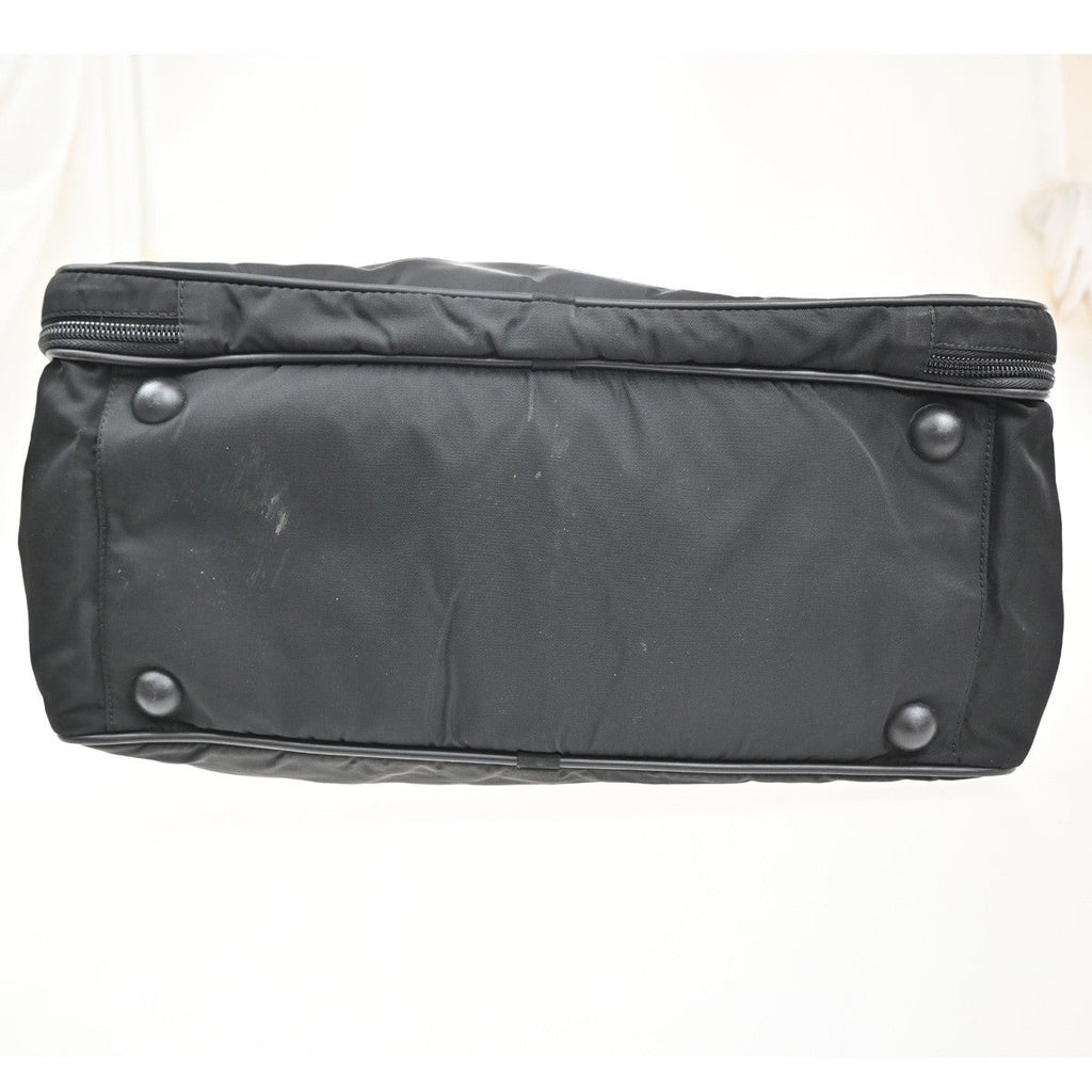 Prada Expandable Front Zip Boston Bag Tessuto Black Nylon Travel Bag Bag (Pre-Owned)