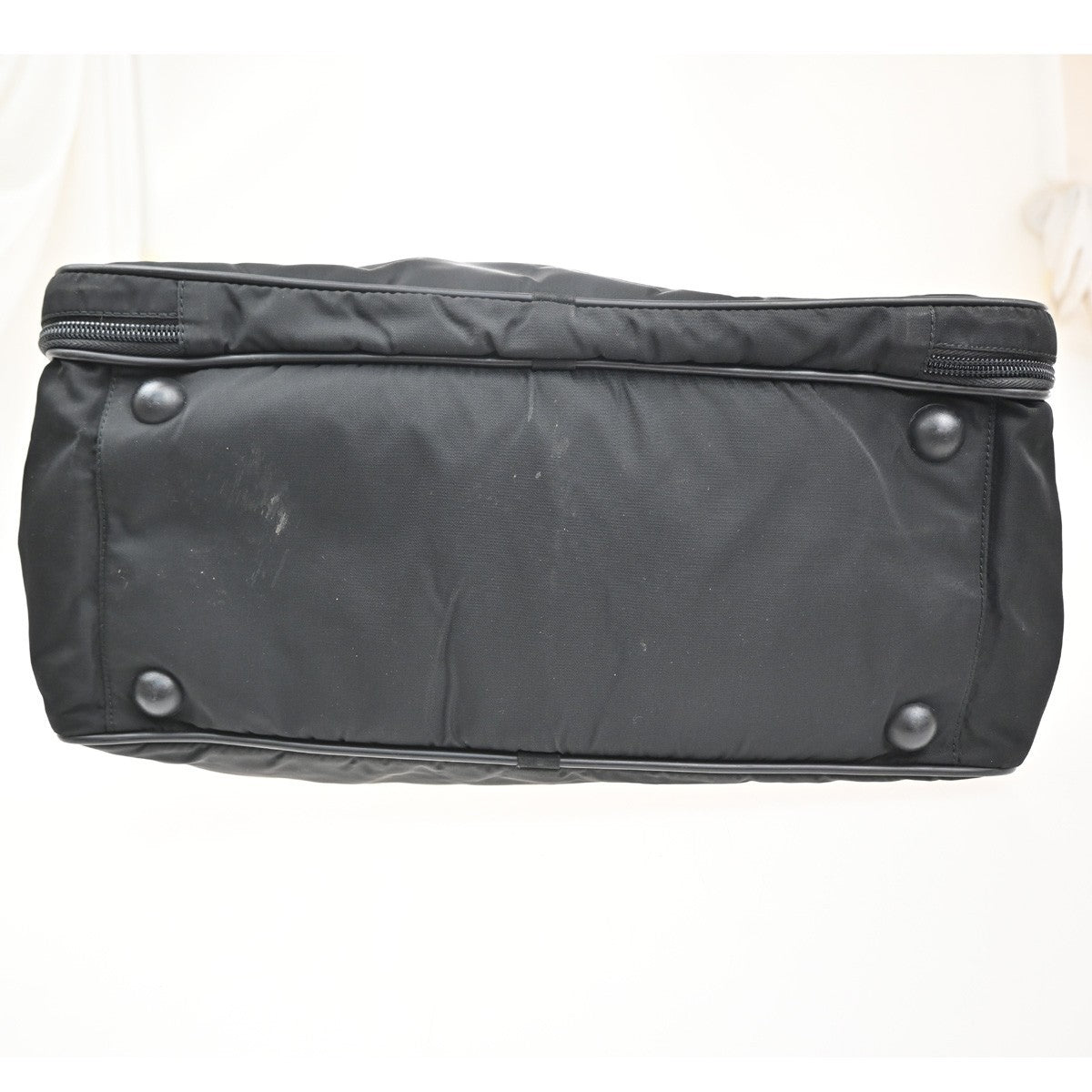 Prada Expandable Front Zip Boston Bag Tessuto Black Nylon Travel Bag Bag (Pre-Owned)