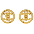 Chanel Cc Round Earrings Metal Gold Gold_Plated Earrings Jewelry (Pre-Owned)