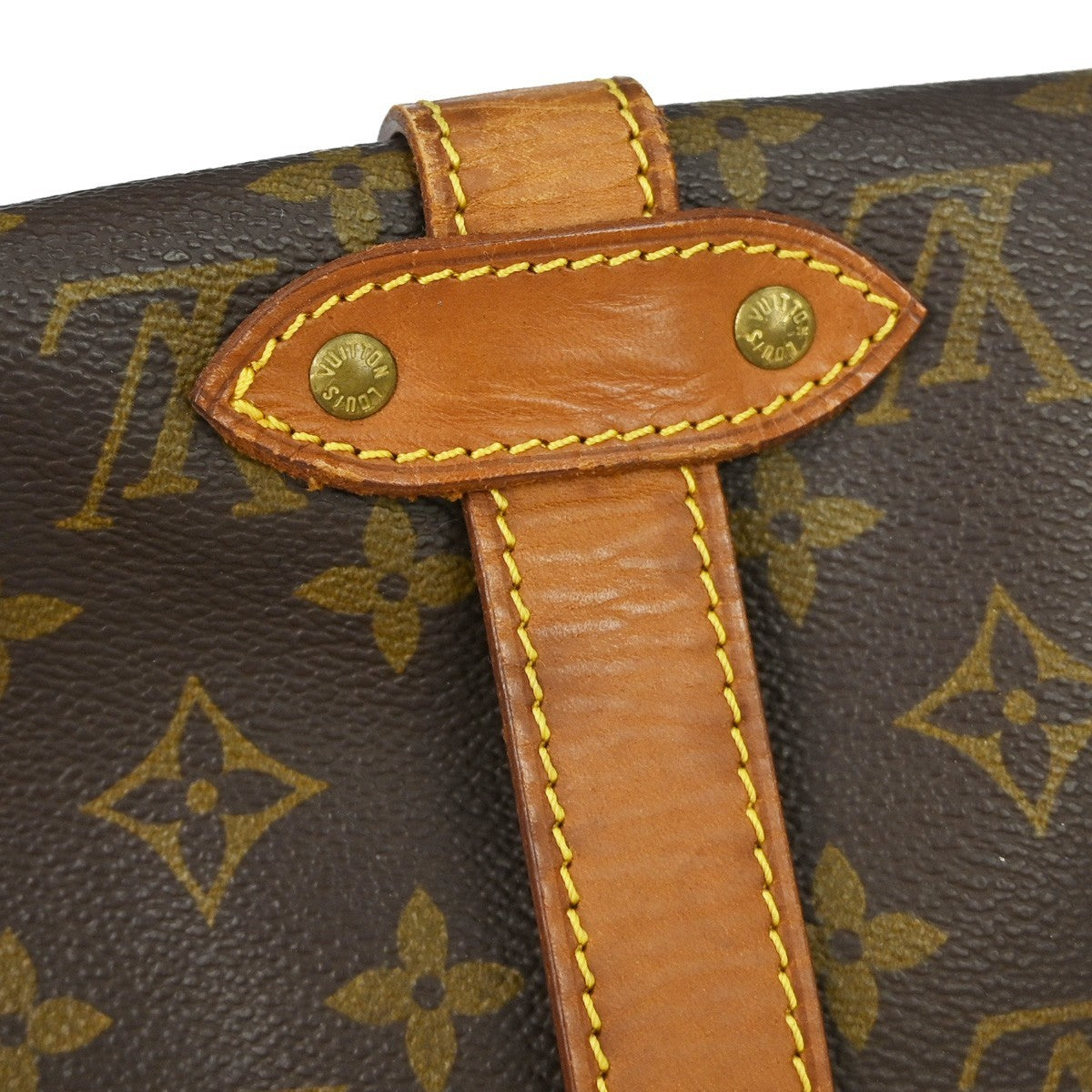 Louis Vuitton Saumur Handbag Monogram Canvas Brown Canvas Shoulder Bag Bag (Pre-Owned)