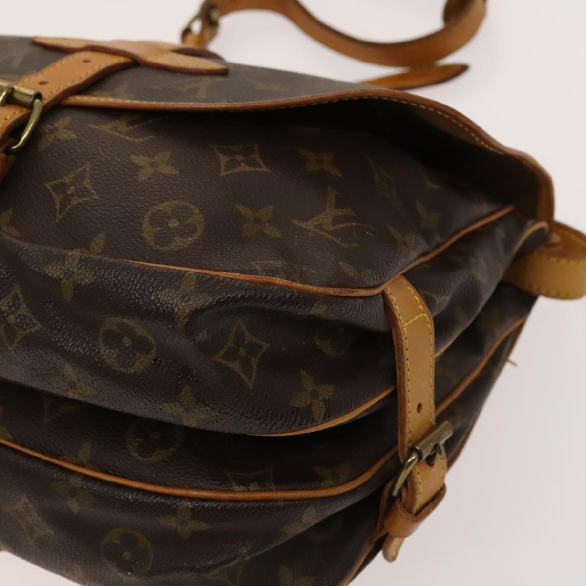 Louis Vuitton Saumur Handbag Monogram Canvas Brown Canvas Shoulder Bag Bag (Pre-Owned)