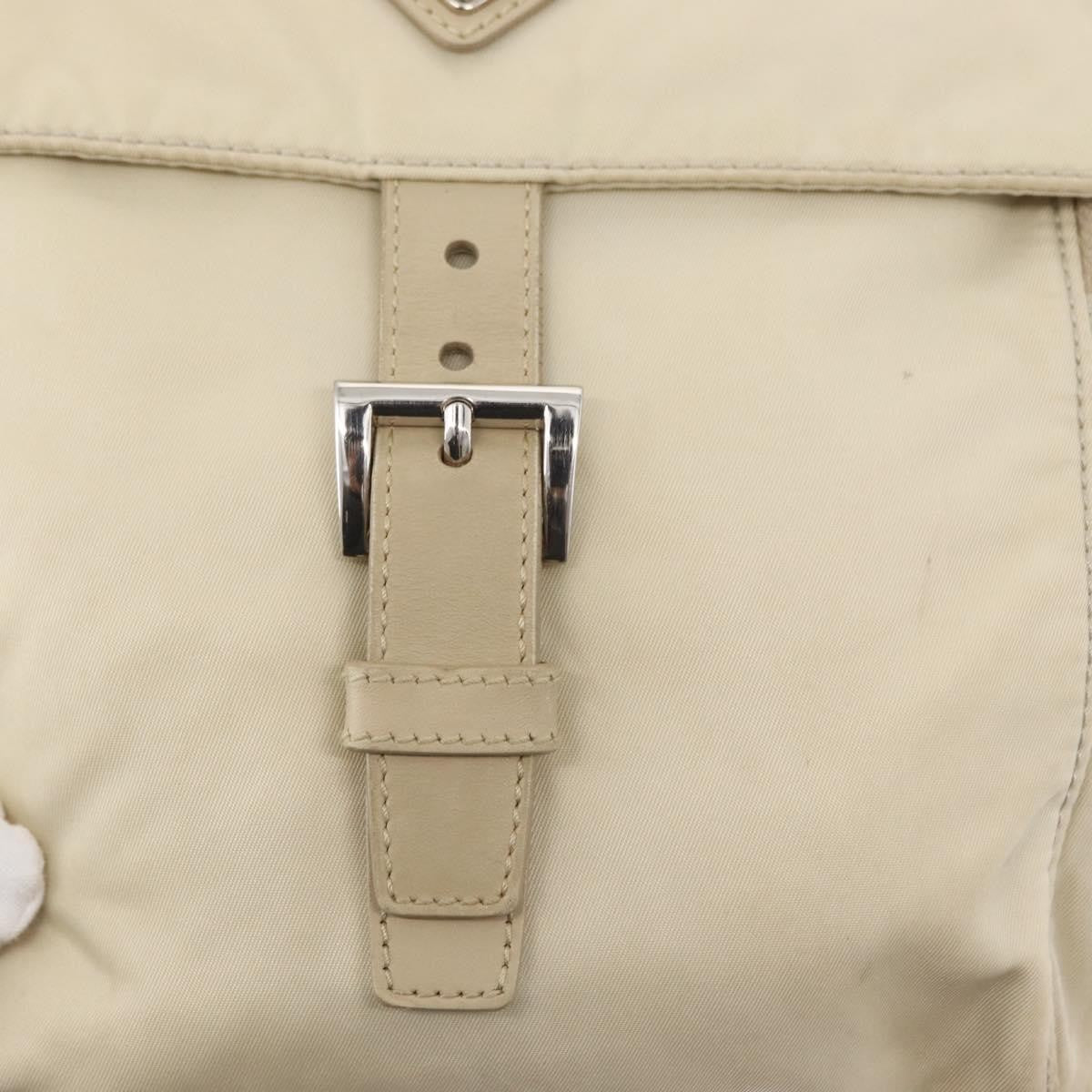 Prada Buckle Messenger Bag Tessuto Beige Nylon Shoulder Bag Bag (Pre-Owned)