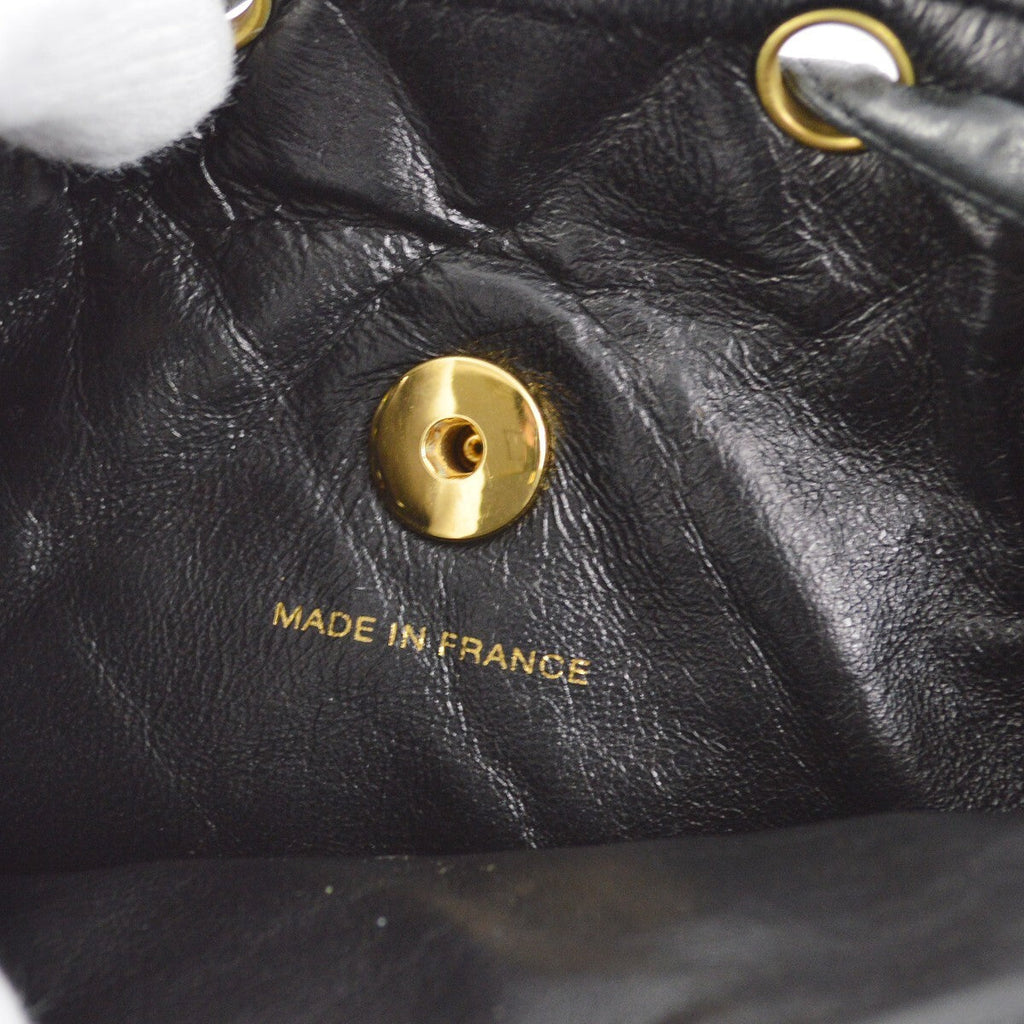 Chanel Duma Drawstring Backpack Quilted Leather Black Leather Backpack Bag (Pre-Owned)