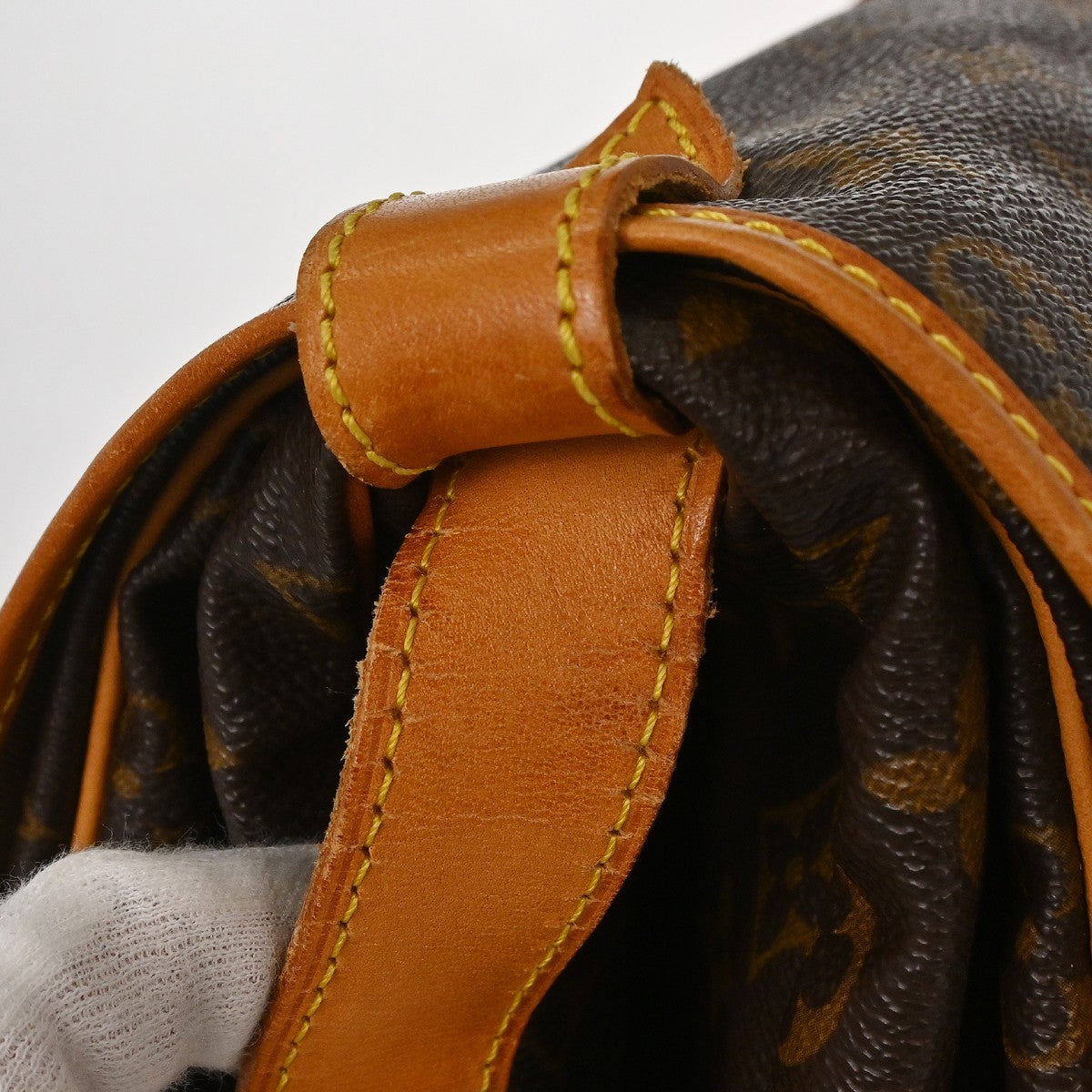 Louis Vuitton Saumur Handbag Monogram Canvas Brown Canvas Shoulder Bag Bag (Pre-Owned)