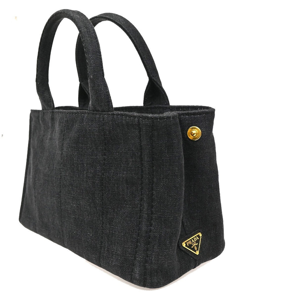 Prada Canapa Convertible Tote Denim Black Denim_Jeans Tote Bag Bag (Pre-Owned)