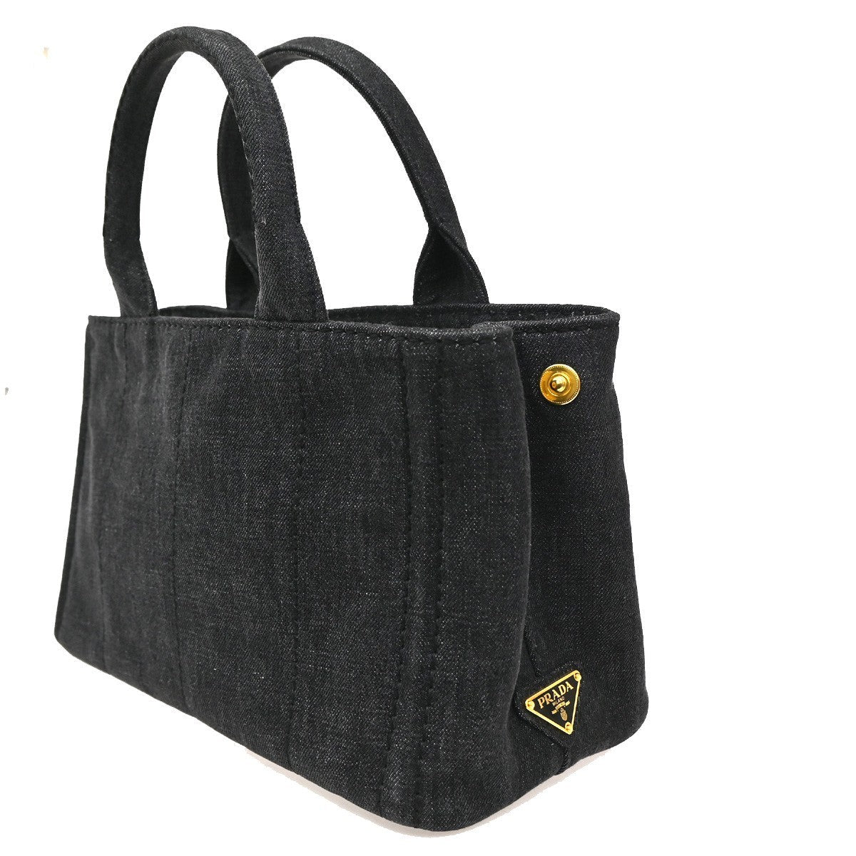 Prada Canapa Convertible Tote Denim Black Denim_Jeans Tote Bag Bag (Pre-Owned)