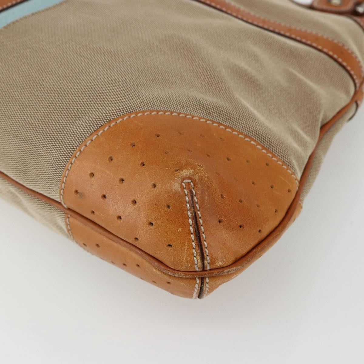 Gucci Reins Web Shoulder Bag Canvas Beige Canvas Shoulder Bag Bag (Pre-Owned)