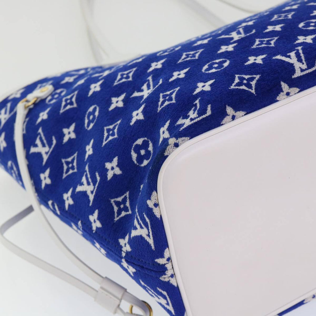 Louis Vuitton Neverfull Nm Tote Lv Match Monogram Jacquard Velvet Blue Velvet Tote Bag Bag (Pre-Owned)