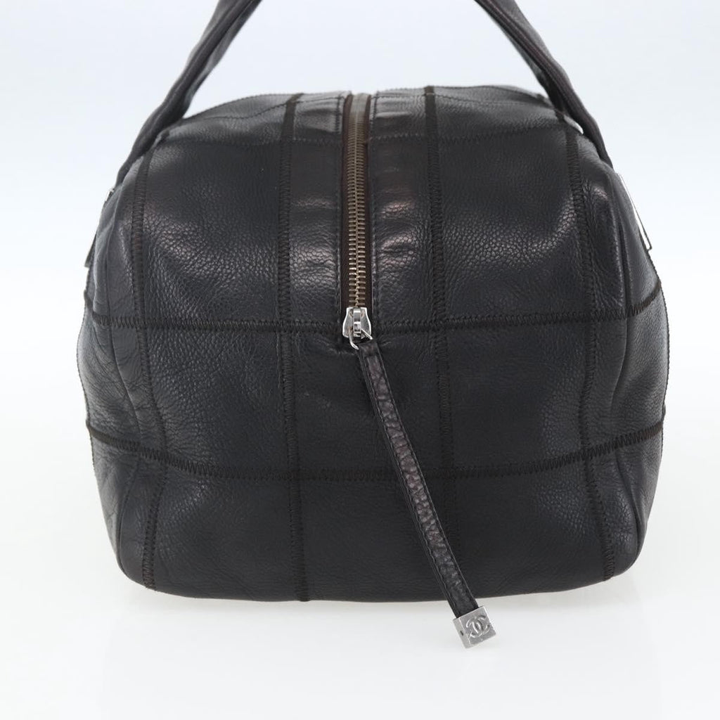 Chanel Chocolate Bar Cc Bowler Bag Caviar Skin Black Leather Handbag (Pre-Owned)