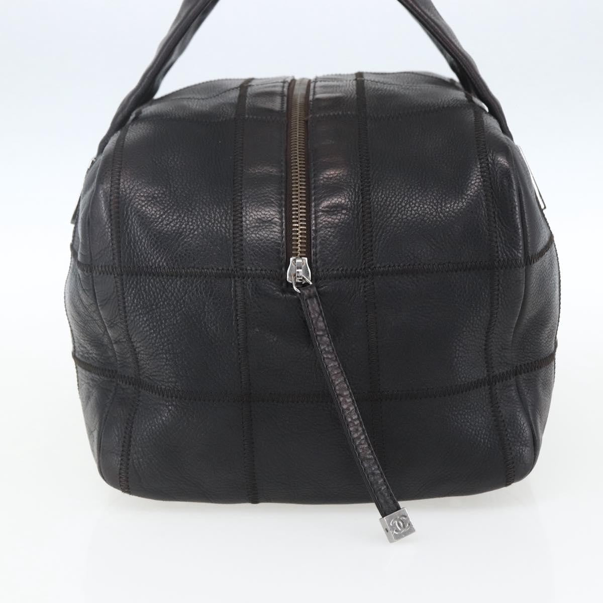 Chanel Chocolate Bar Cc Bowler Bag Caviar Skin Black Leather Handbag (Pre-Owned)