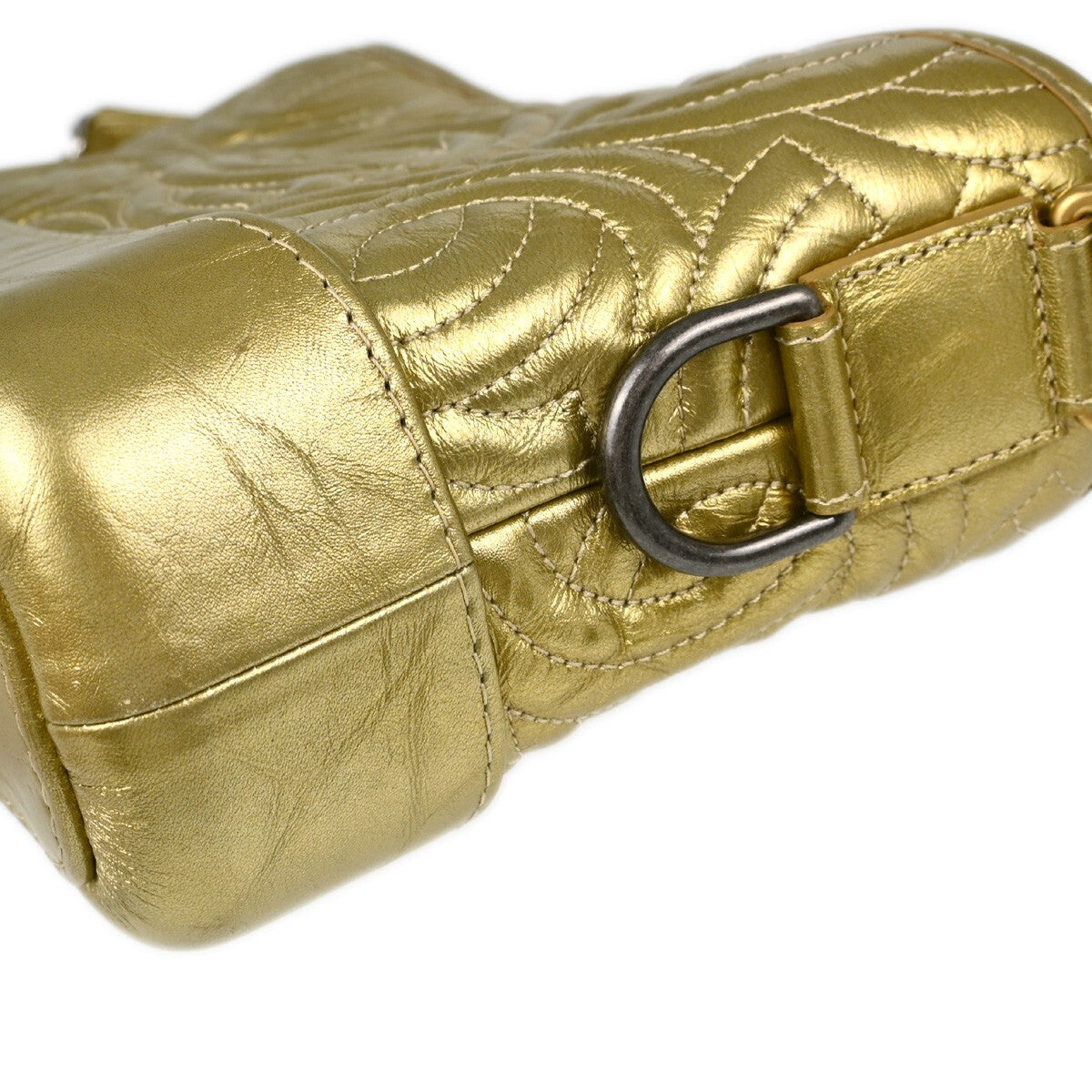 Chanel Gabrielle Hobo Quilted Metallic Aged Calfskin Gold Leather Shoulder Bag Bag (Pre-Owned)