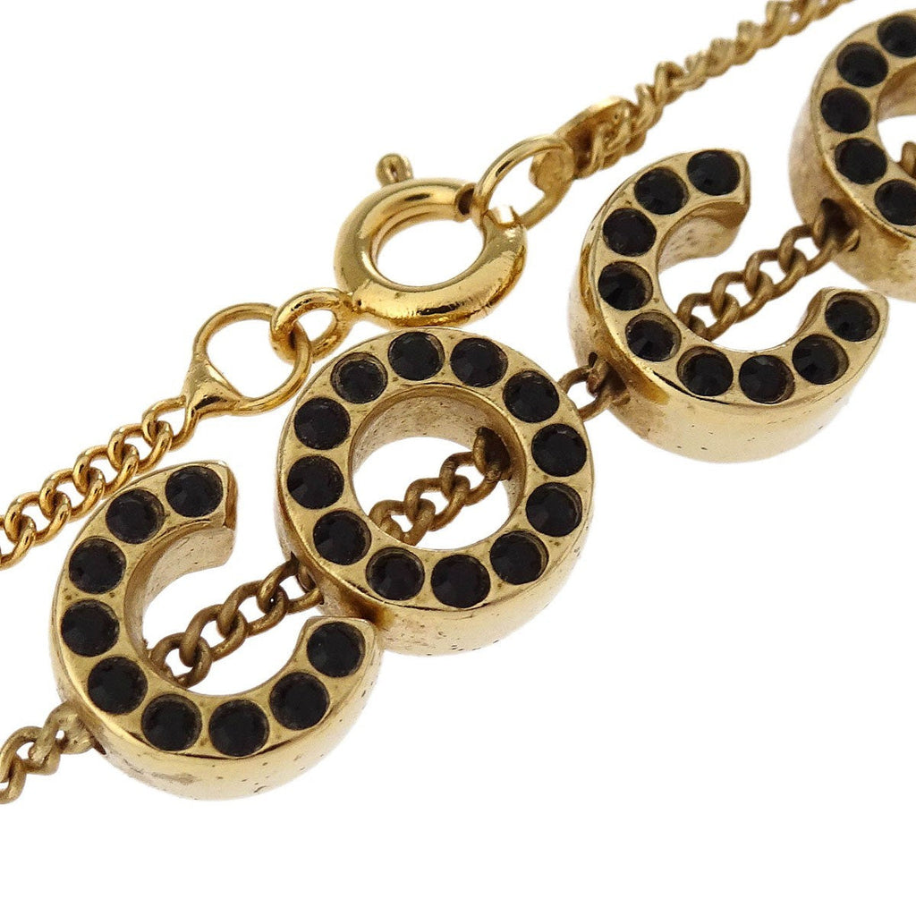 Chanel Cc Charm Bracelet Metal With Crystal Gold Gold_Plated Bracelet Jewelry (Pre-Owned)