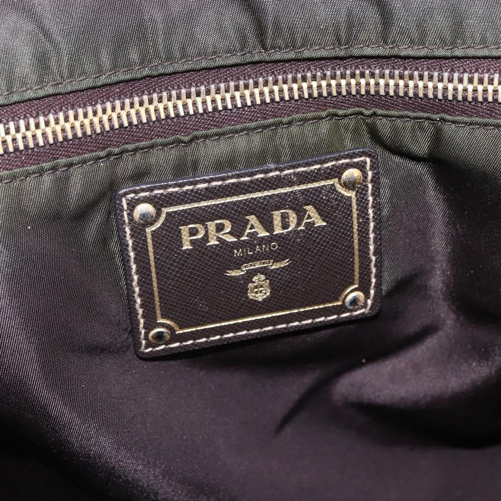 Prada Open Tote Tessuto Khaki Nylon Tote Bag Bag (Pre-Owned)