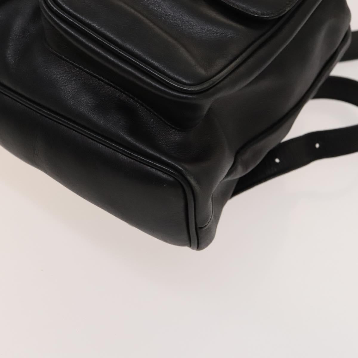 Gucci Vintage Bamboo Backpack Leather Black Leather Backpack Bag (Pre-Owned)