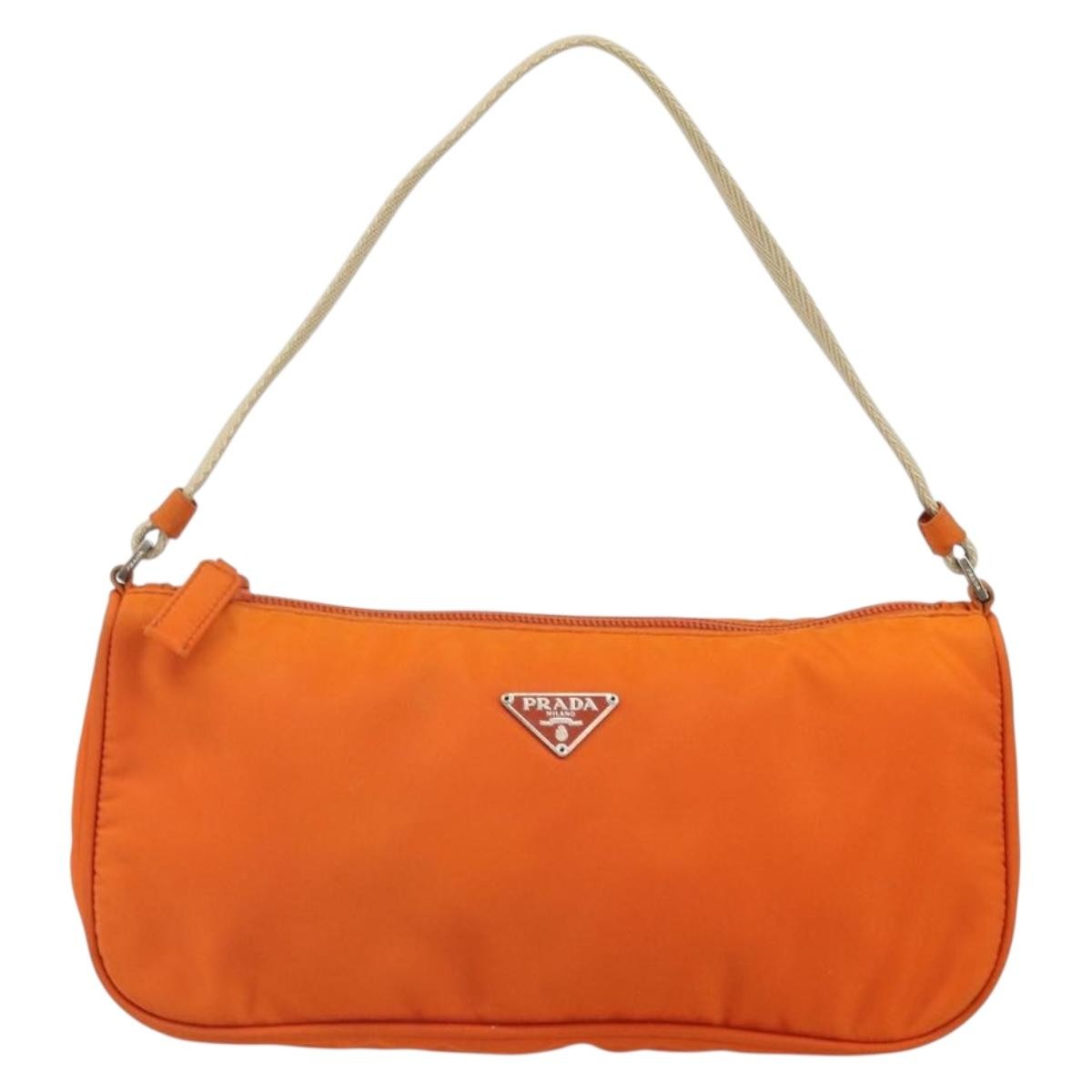 Prada Pochette Shoulder Bag Tessuto Orange Nylon Clutche & Pouche Bag (Pre-Owned)