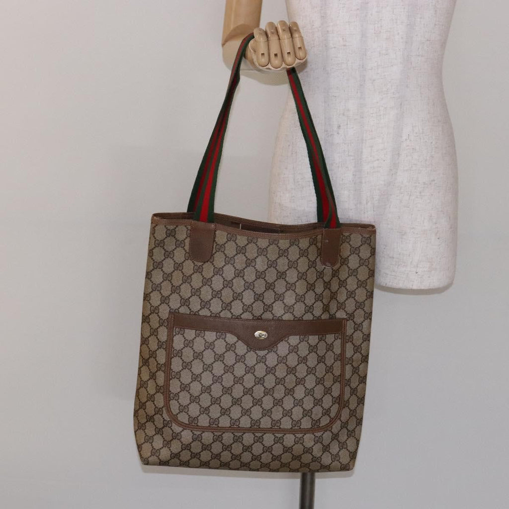 Gucci Ophidia Front Pocket Shopper Tote Gg Coated Canvas Beige Canvas Tote Bag Bag (Pre-Owned)