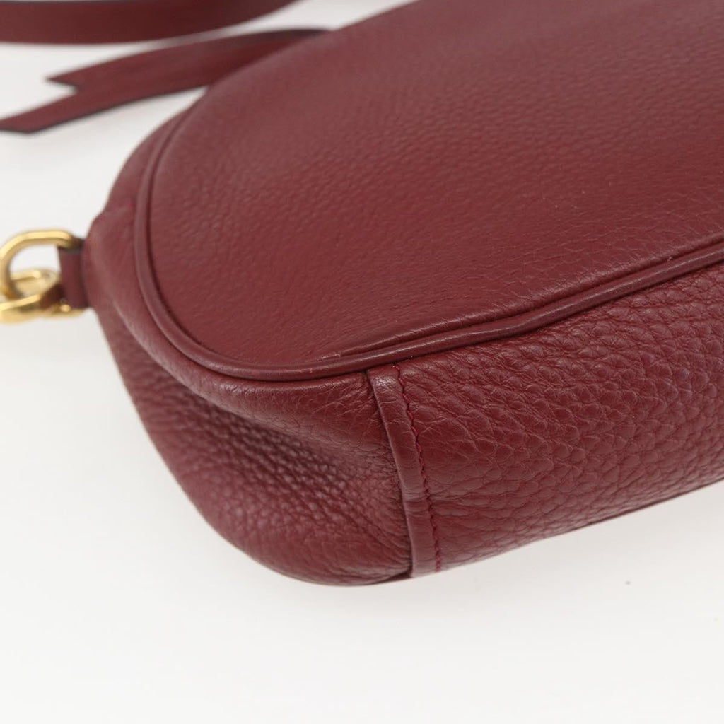 Prada Dual Strap Crossbody Bag Vitello Daino Burgundy Leather Shoulder Bag Bag (Pre-Owned)