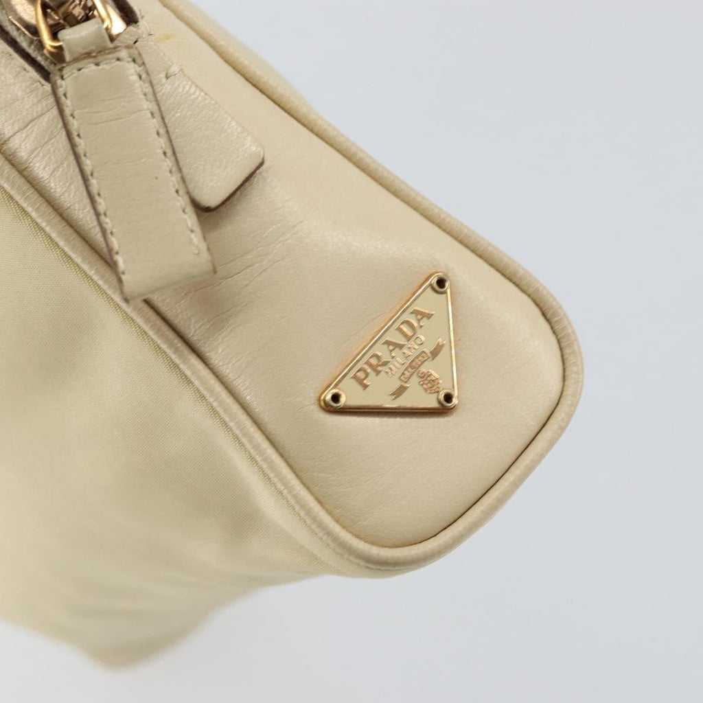 Prada Vintage Handbag Tessuto Beige Nylon Handbag (Pre-Owned)