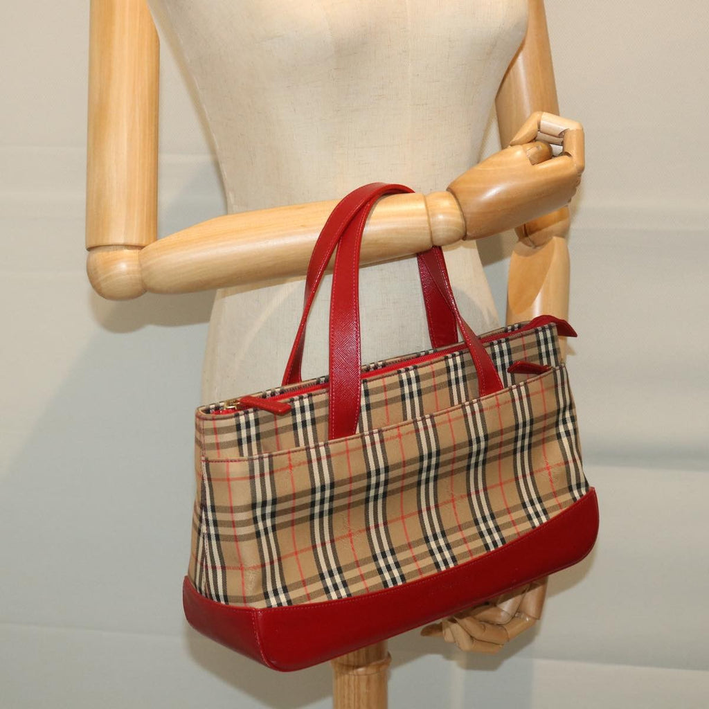 Burberry Nova Check Handbag Leather And Nylon Beige Nylon Handbag (Pre-Owned)