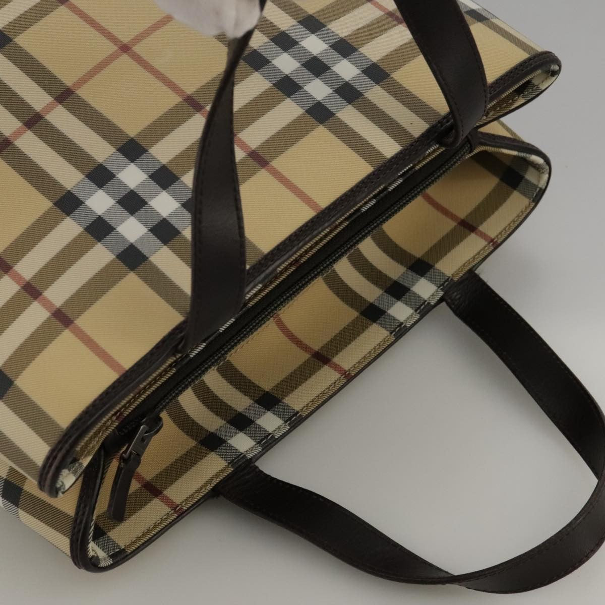 Burberry Nova Check Handbag Nova Check Canvas And Leather Beige Canvas Handbag (Pre-Owned)