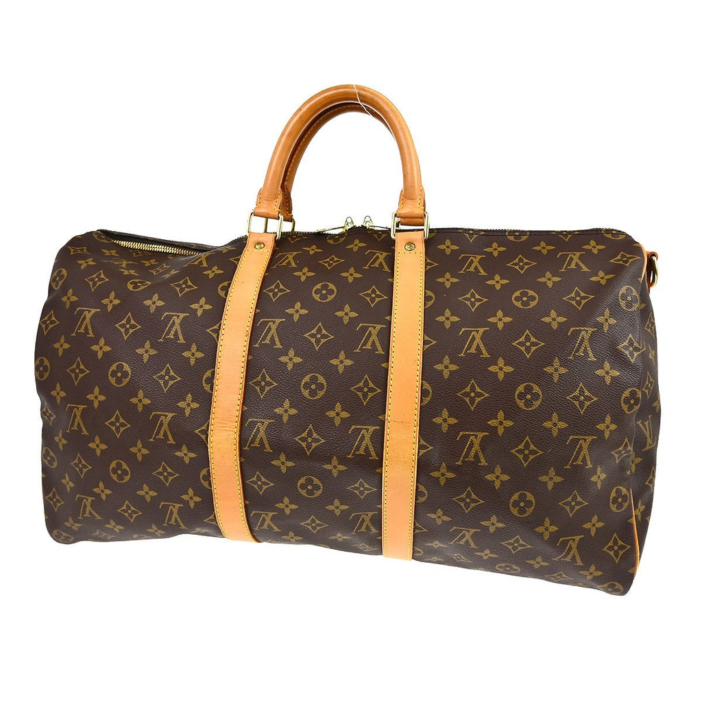 Louis Vuitton Keepall Bandouliere Bag Monogram Canvas Brown Canvas Handbag (Pre-Owned)