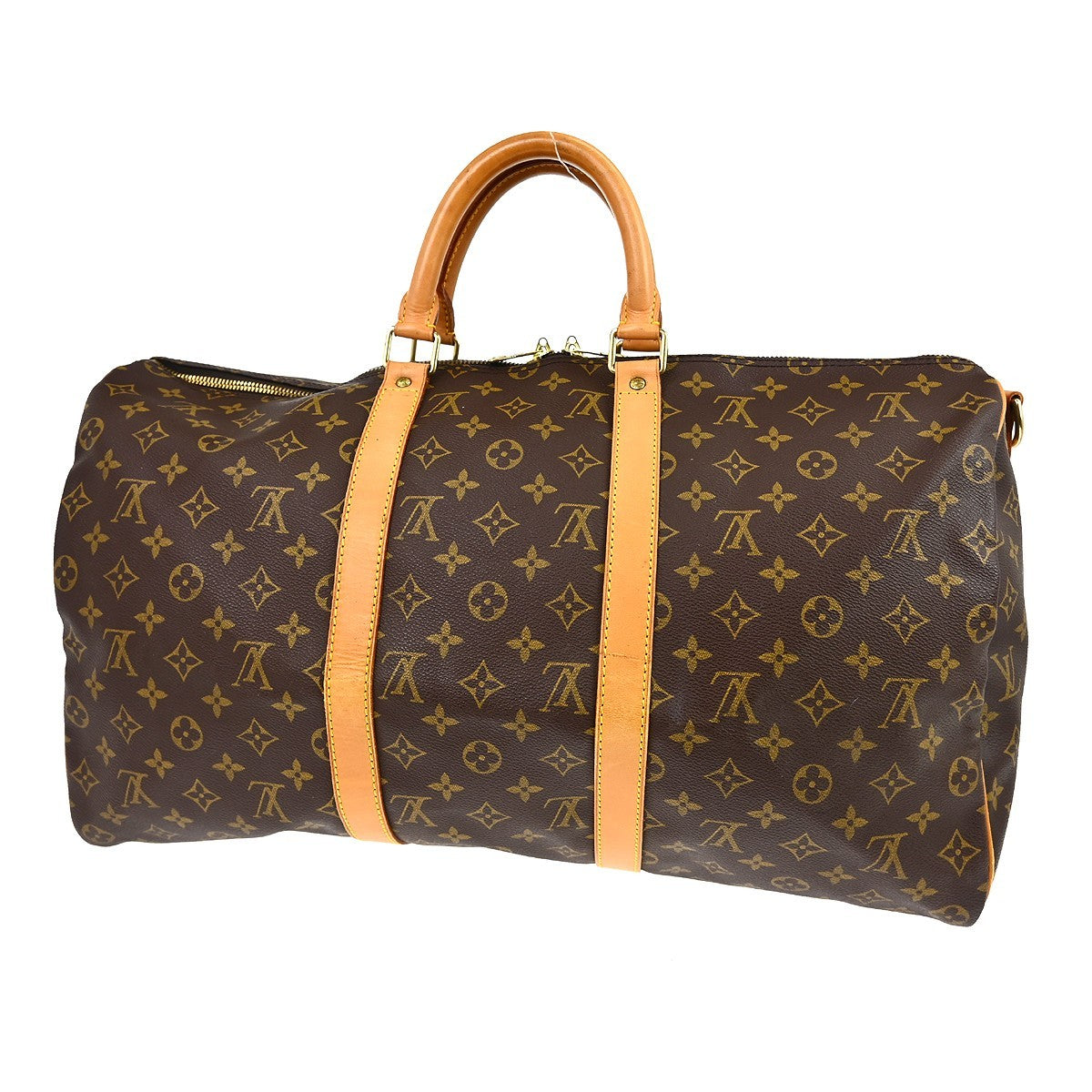 Louis Vuitton Keepall Bandouliere Bag Monogram Canvas Brown Canvas Handbag (Pre-Owned)