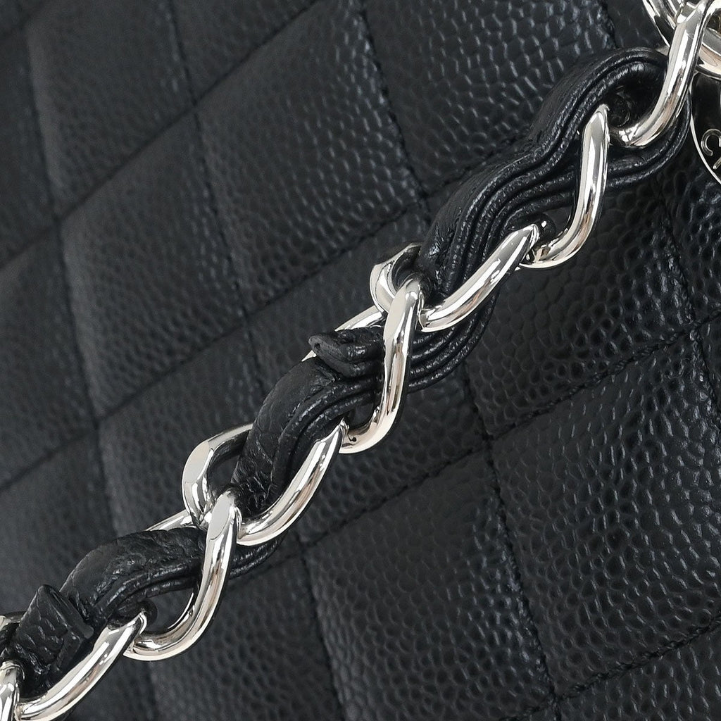 Chanel Petite Shopping Tote Quilted Caviar Black Leather Tote Bag Bag (Pre-Owned)