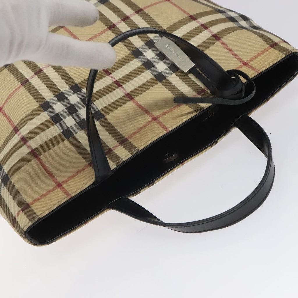 Burberry Nova Check Handbag Nova Check Canvas Beige Canvas Handbag (Pre-Owned)