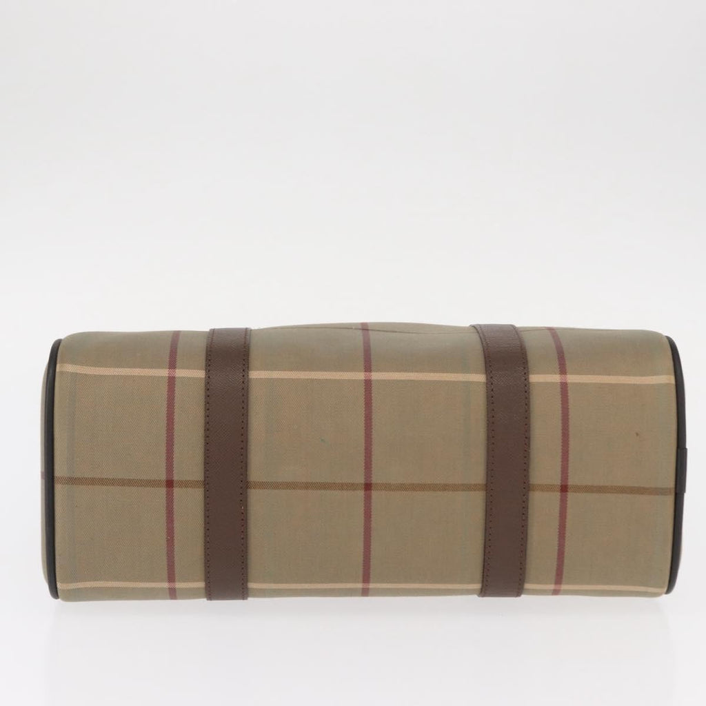 Burberry Nova Check Boston Bag Canvas Beige Canvas Handbag (Pre-Owned)